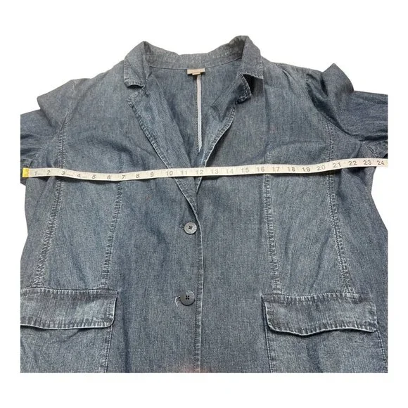 J JILL Womens 2X Denim Chambray 2 Button Blazer Pockets Light Blue Wash - Picture 6 of 8